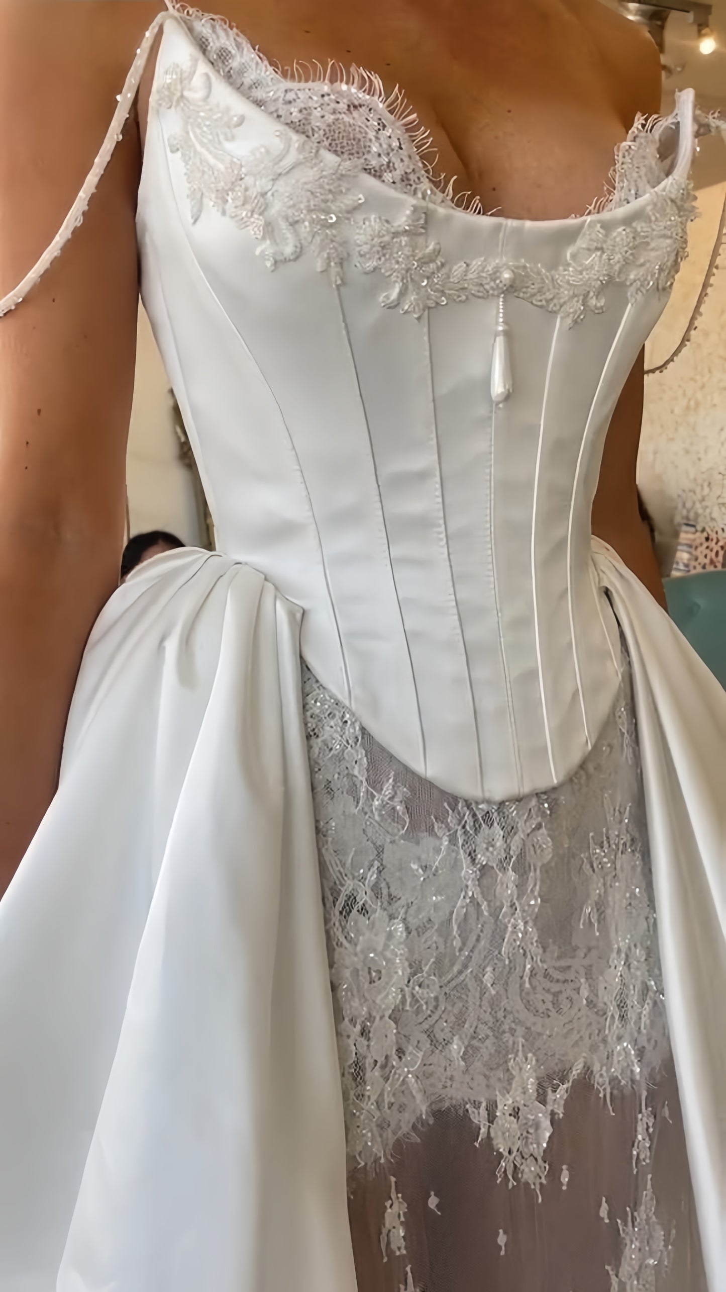 Vintage Lace Satin Wedding Dresses, LTP3412