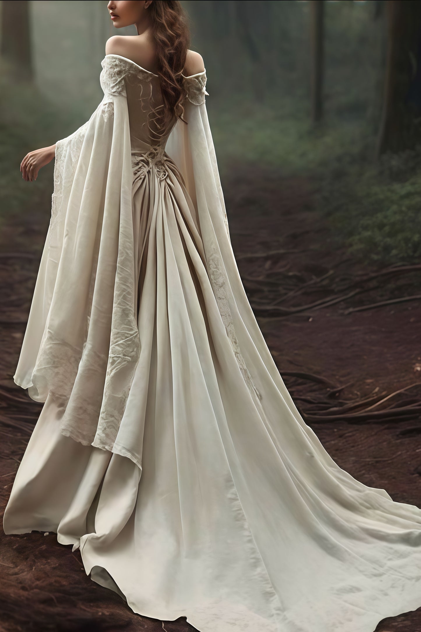 Vintage Off The Shoulder Ivory Lace Wedding Dresses, LTP3470