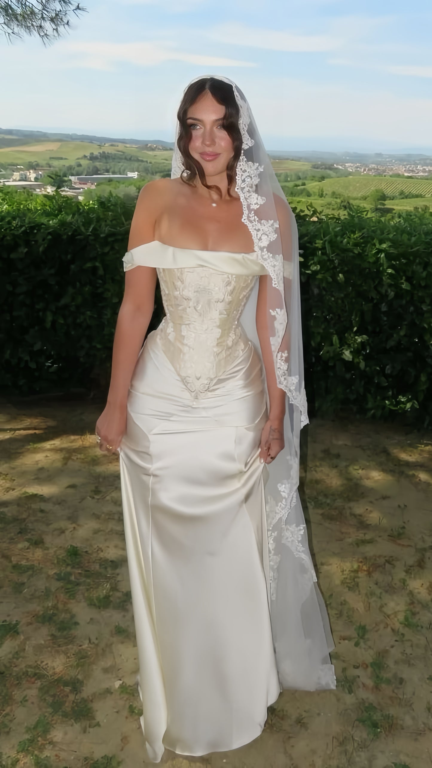 Vintage Off The Shoulder Wedding Dresses Appliques Sheath Bridal Dress, LTP3794