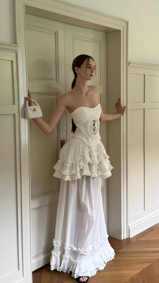 Vintage Party Dresses Sweetheart Ruffle Long Prom Dress,LTP3926