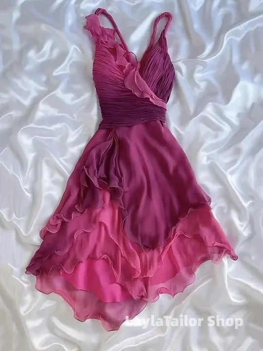 Vintage Purple Fuchsia Chiffon Homecoming Dress LTP82657