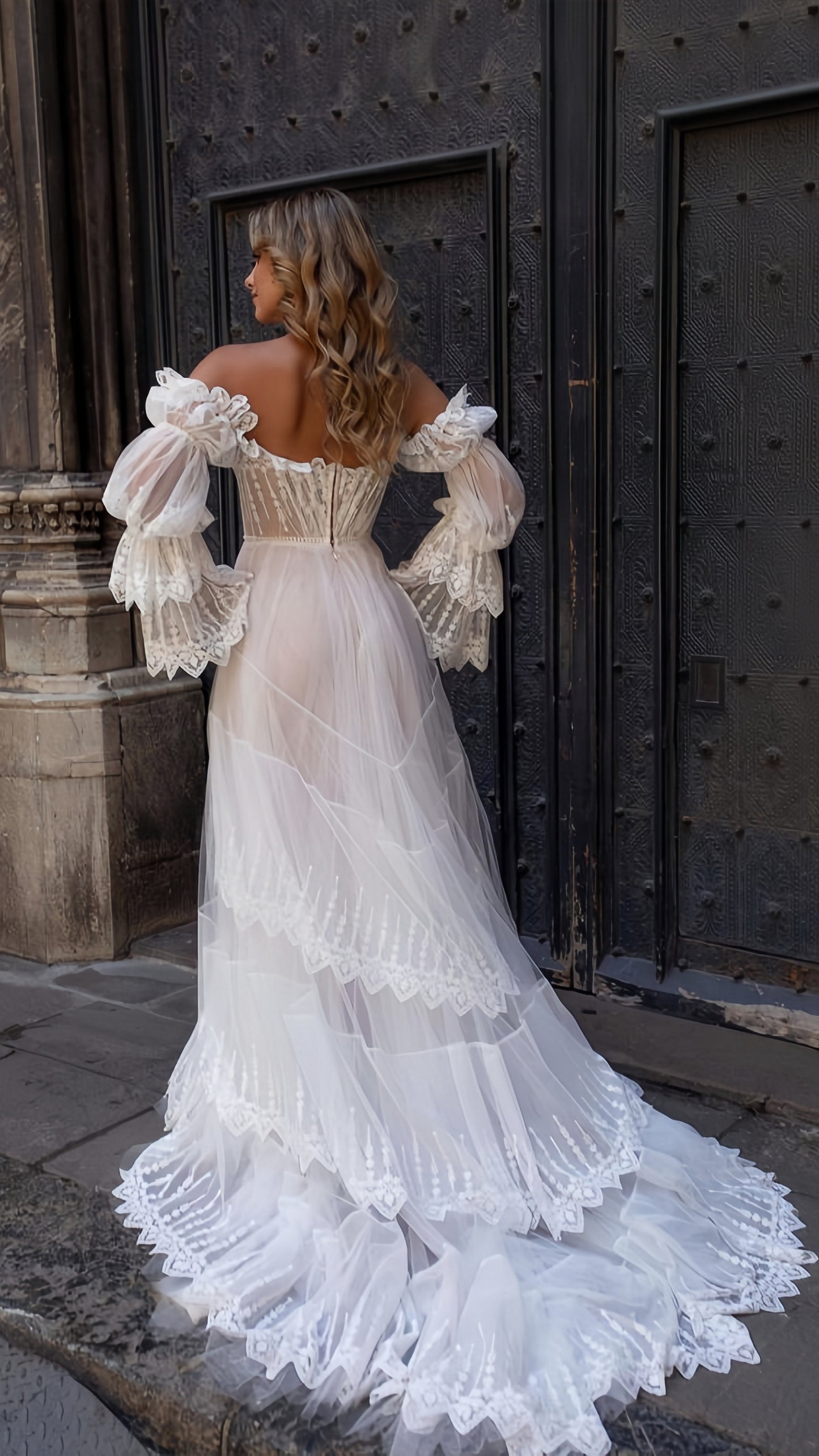 Vintage Wedding Dress A-Line Lace Tulle Wedding Bridal Gown,LTP3406