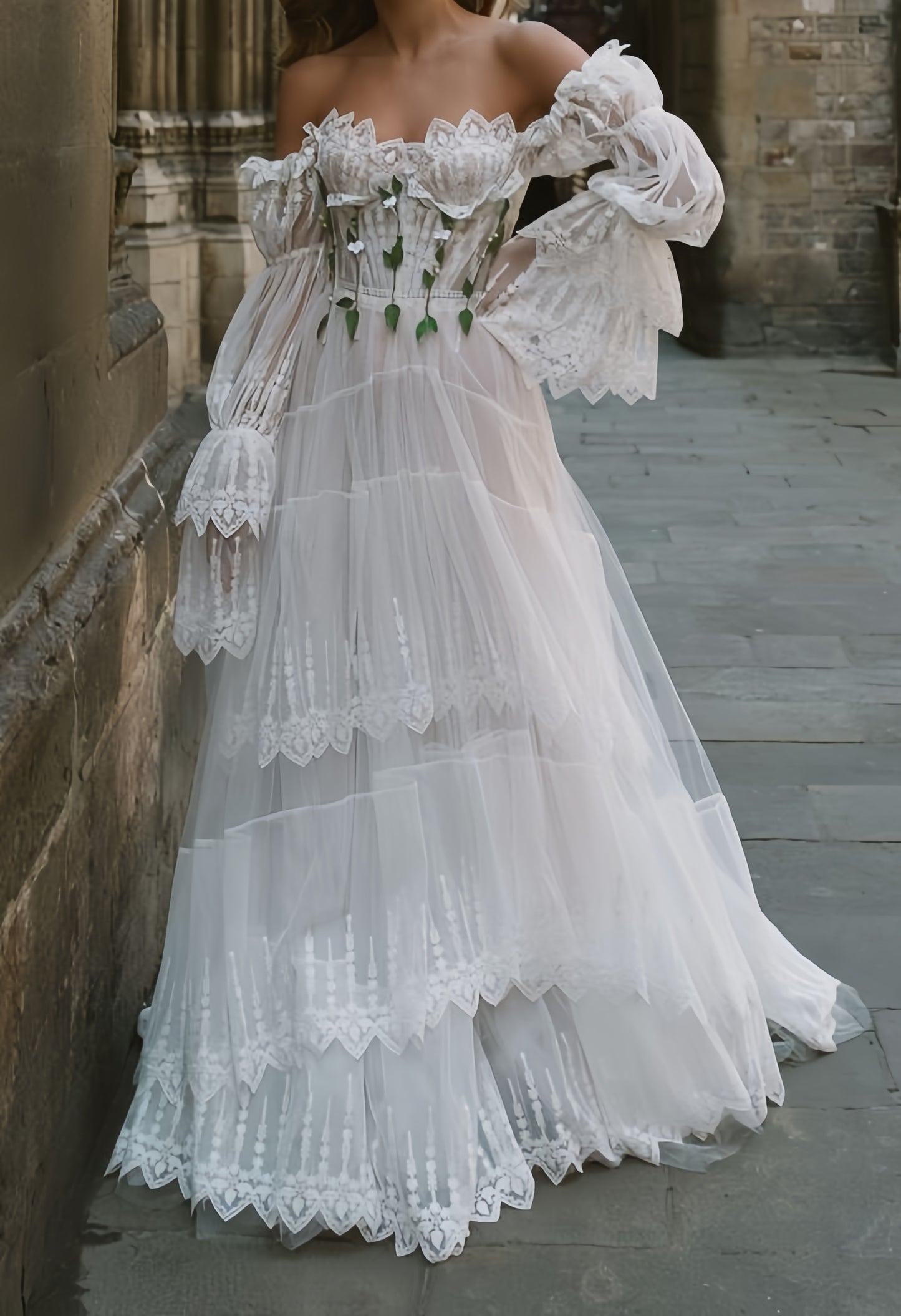 Vintage Wedding Dress A-Line Lace Tulle Wedding Bridal Gown,LTP3406