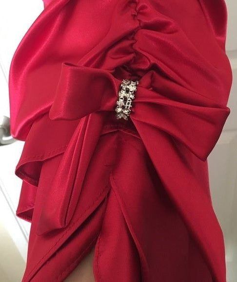 Vintage Women Dresses Halter Red Long Prom Dresses V-Neck Sexy Party Dress,LTP4054