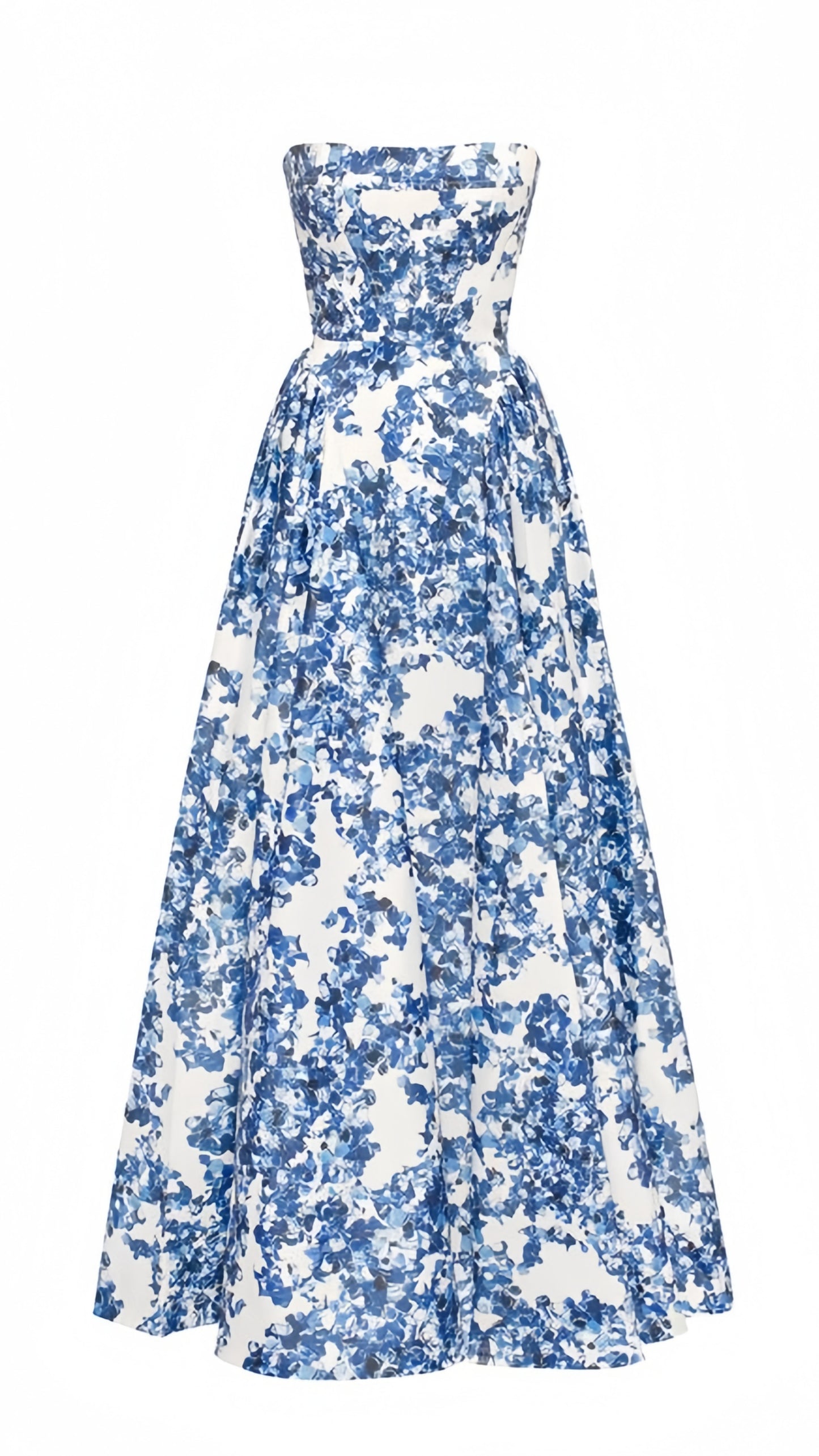 Vintage&Classic Blue Flowy Prom Dresses Strapless Evening Gown, LTP3371