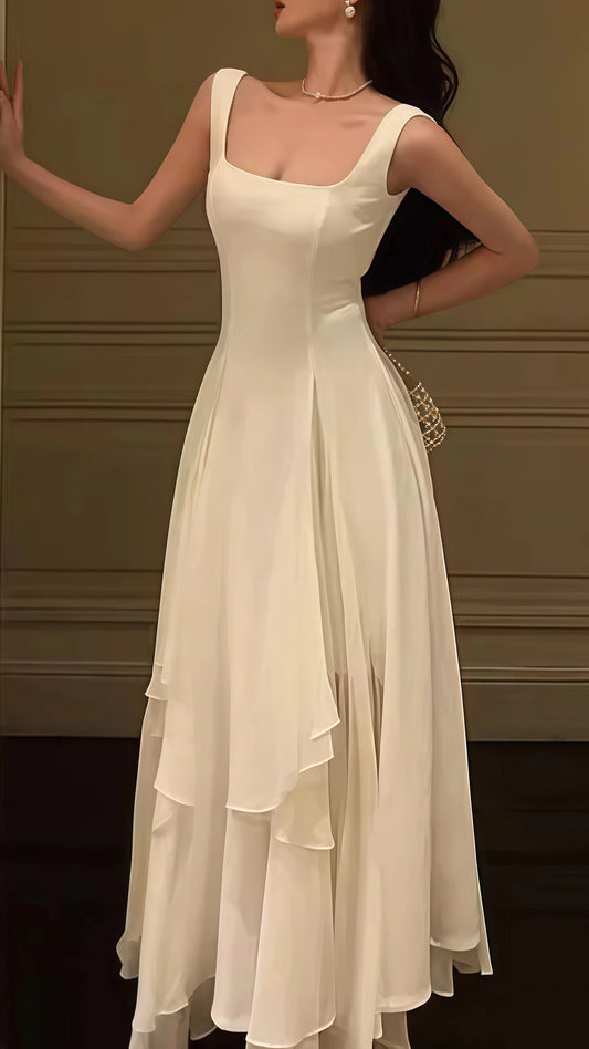 Vintage & Classic Ivory Chiffon Evening Prom Dresses