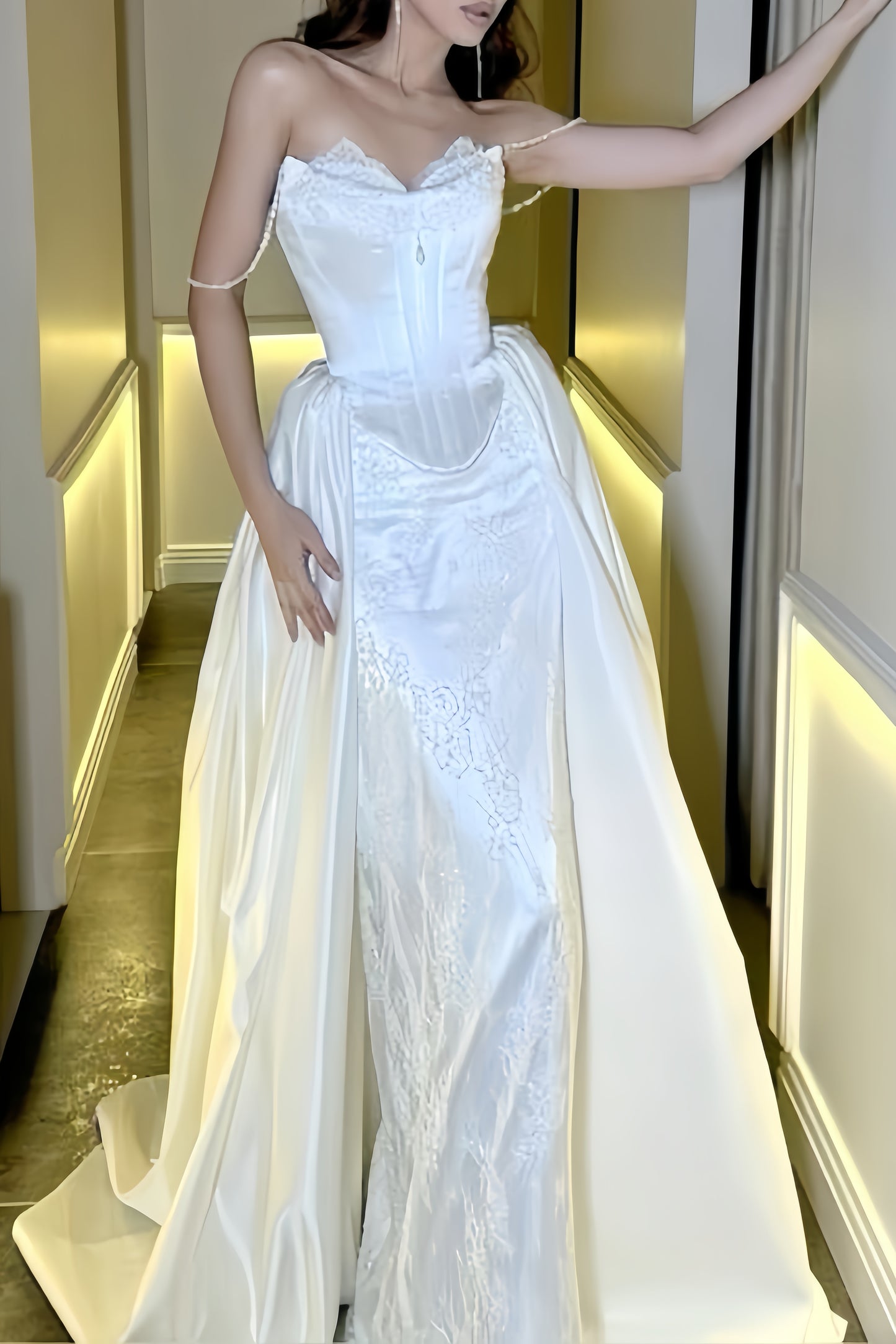 Vintage Lace Satin Wedding Dresses, LTP3412