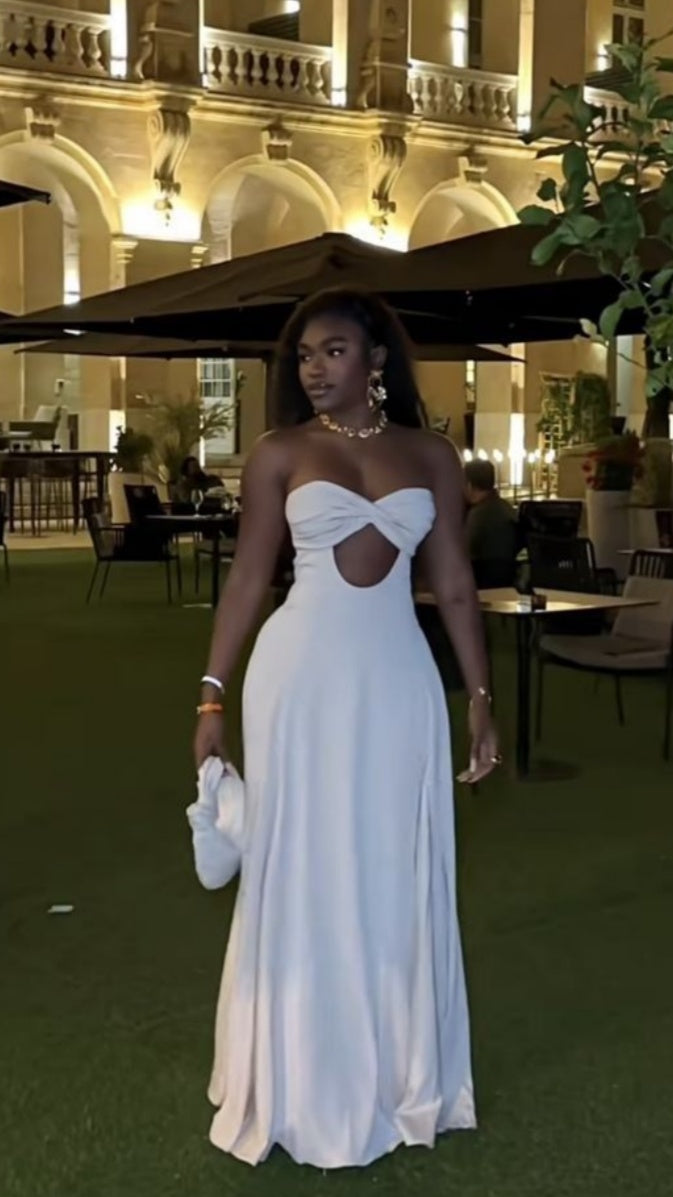 White Sweetheart Party Dress, Sleeveless Evening Gown ,LTP3553