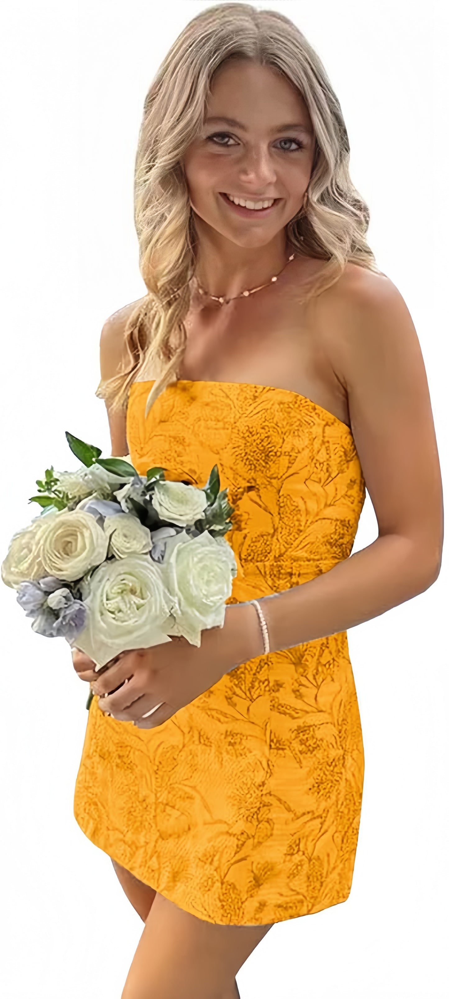 White Blue Floral Homecoming Dresses Strapless Short Prom Dresses, LTP3261