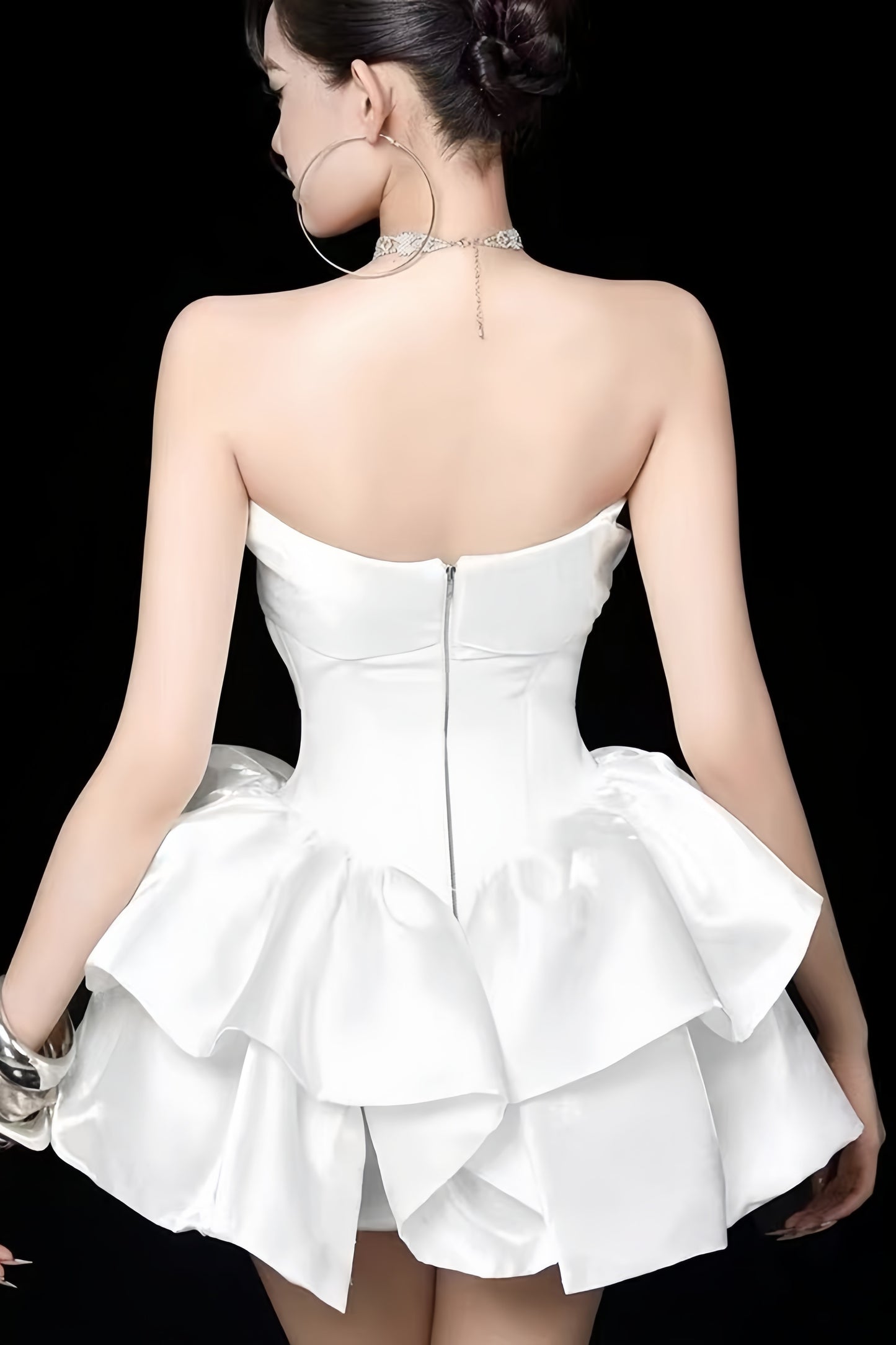 White Strapless Homecoming Dresses Simple Wedding Party Dress,LTP3917