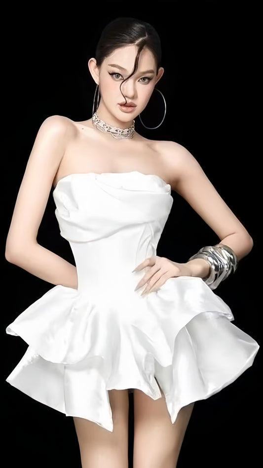 White Strapless Homecoming Dresses Simple Wedding Party Dress,LTP3917