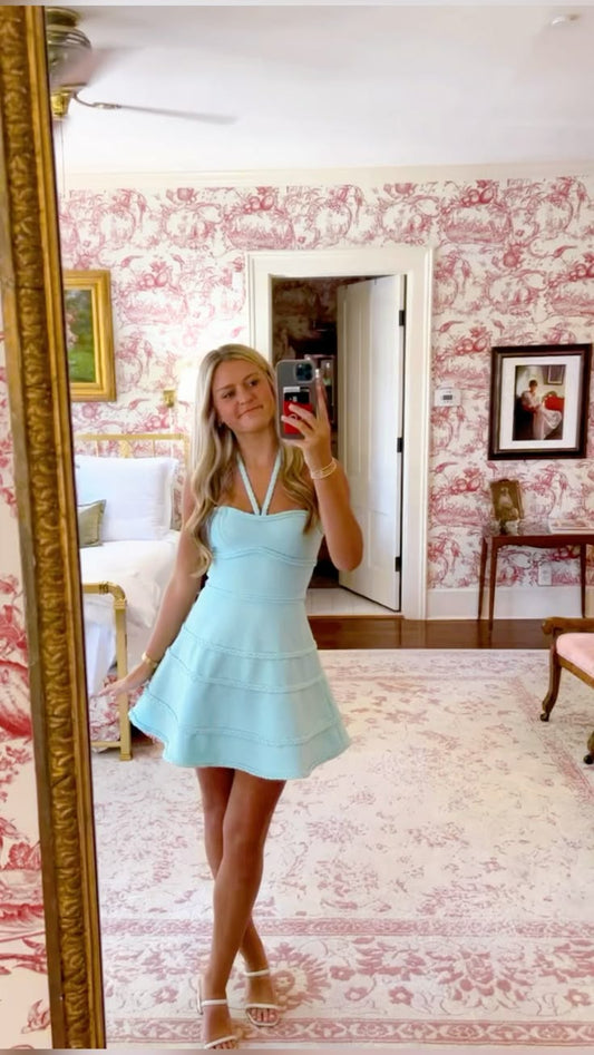 A Line Blue Short Party Dress Cocktail Dresses Homecoming Dress