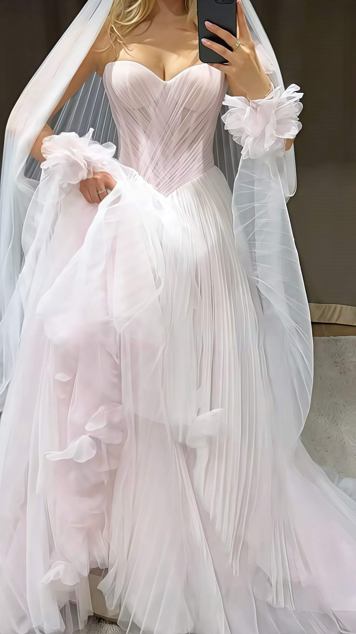 Light Pink Sweetheart A-Line Tulle Wedding Dresses, LTP3749