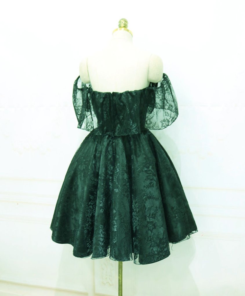 Beautiful Lace Green Off Shoulder Knee Length Party Dress, Homecoming Dress