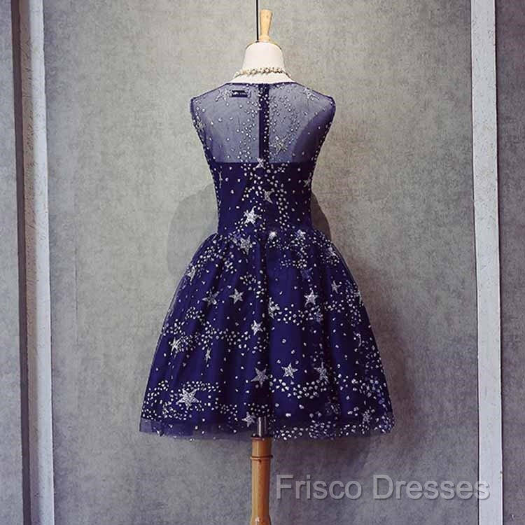 Blue Short Beautiful Homecoming Dress Tulle SleevelessFormal Prom Dress, Blue Party Dress