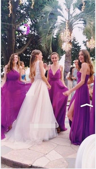 Purple Chiffon Floor Length Bridesmaid Dresses, LTP3292