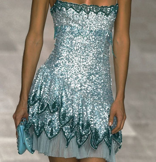 Cute A Line Spaghetti Straps Blue Sequin Mini Short Formal 8Th Grade Homecoming Dresses Summer Middle School Hoco Dress Homecoming Outfits 20Th Birthday Outfit