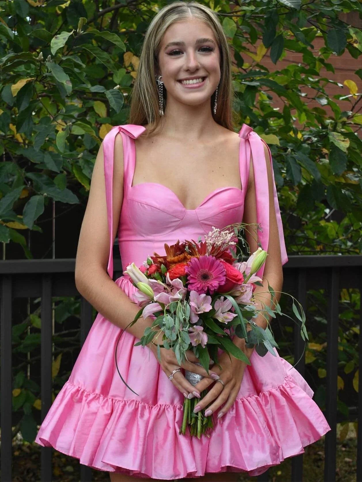Cute Barbie Pink A-Line Satin Homecoming Dresses Mini Birthday Dresses Laylatailor Shop Cute Barbie Pink A-Line Satin Homecoming Dresses Mini Birthday Dresses Laylatailor Shop