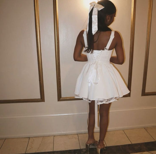 Cute Shoulder Strap A-Line Back Strappy 17Th Birthday Short Skirt Homecoming Dress