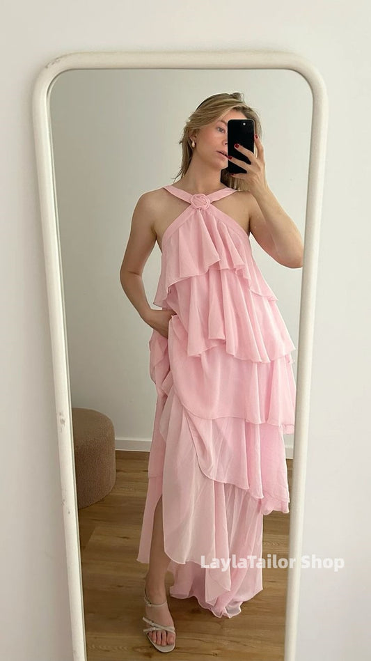 Sweet Pink Halter Party Dresses Homecoming Bridesmaid Dress,LTP3637