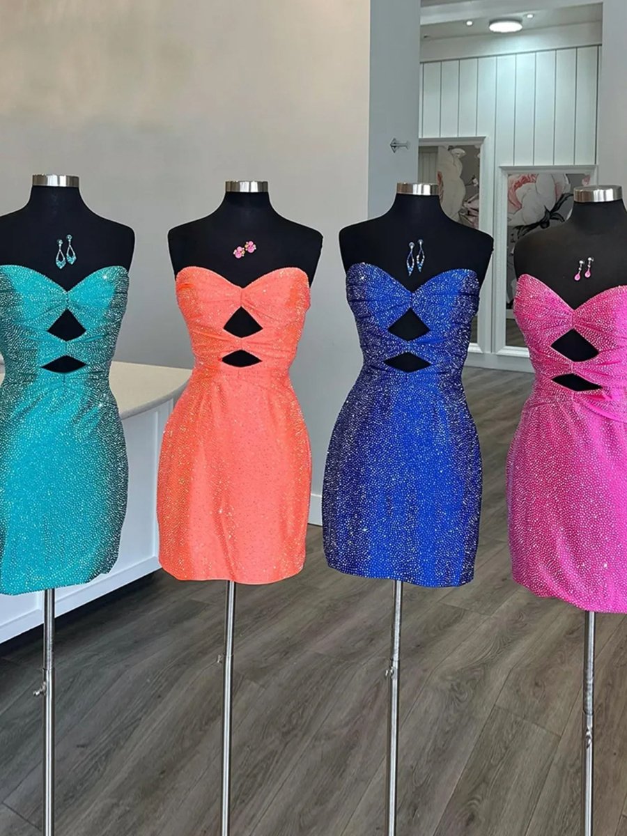 Orange - Sheath Sweetheart Sequined Cut Out Short Homecoming & Cocktail Dresses