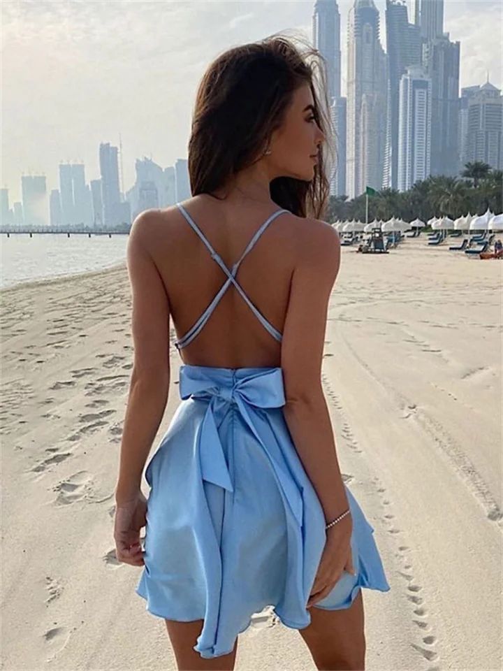 LTP1862,Sexy Plunging A-Line Mini Homecoming Dresses