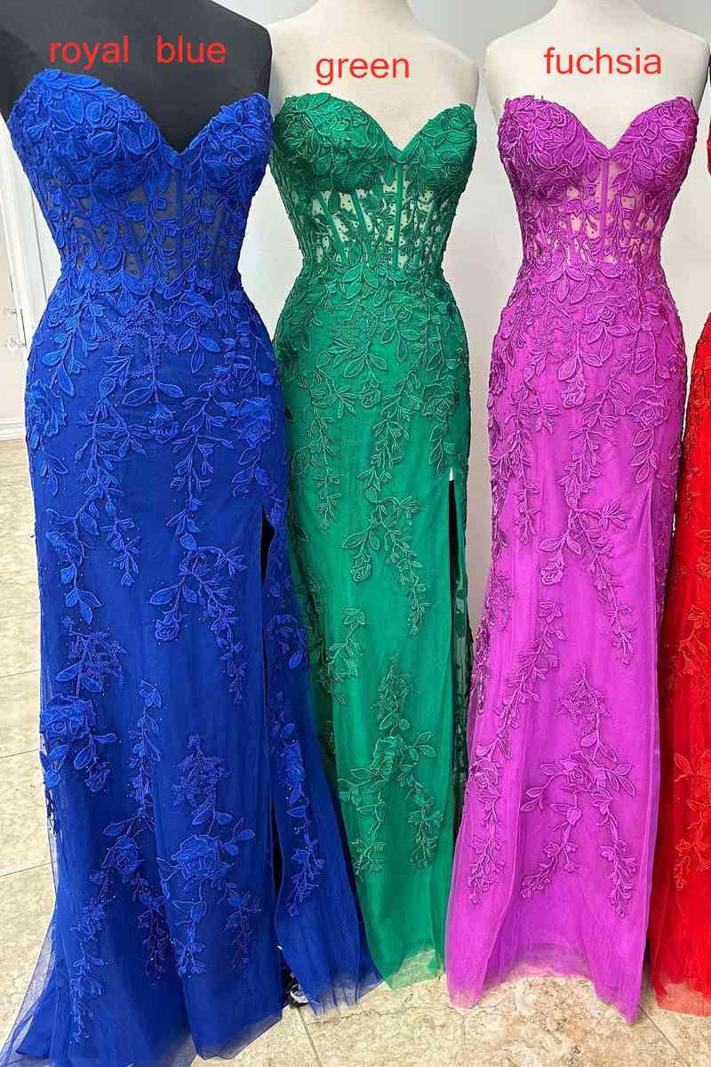 Sweetheart Appliques Beaded Mermaid Long Evening Prom Dress