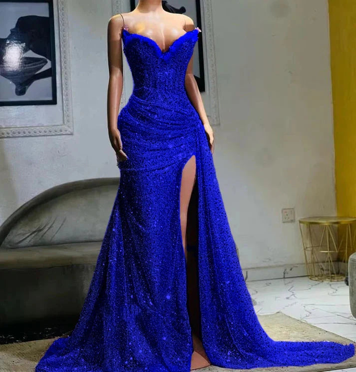 Dusty Purple High Split Evening Dresses, Sweetheart Mermaid Prom Dresses, Elegant Dresses For Wedding,LTP3685