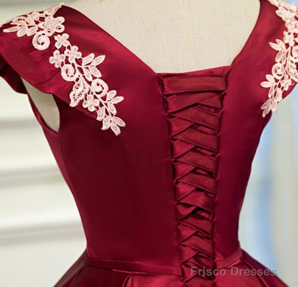 Lovely Cap Sleeves Short Party Dresses, Satin Homecoming Dress