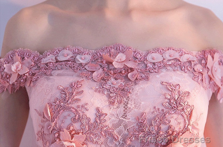Stylish Pink Off The Shoulder Homecoming Dress, Lovely Pink Party Dress