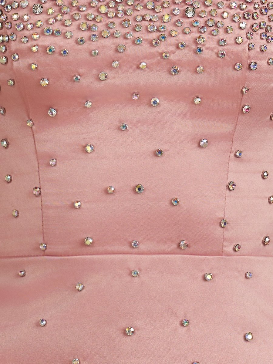 Pink Square Neck Satin Short Strapless Homecoming Dress With Bows
