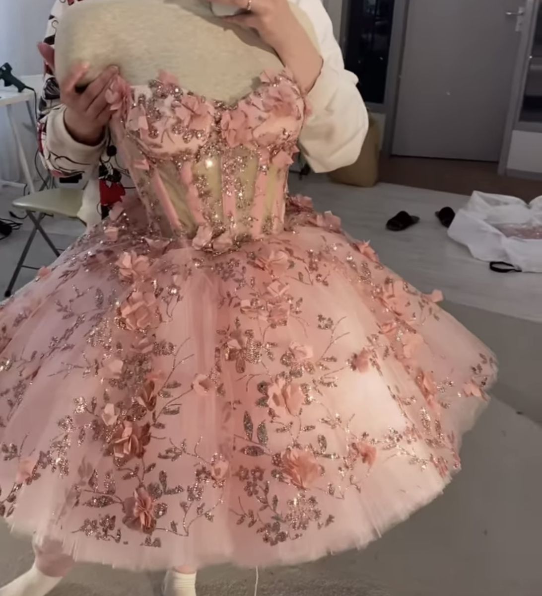 LTP1173,Princess Pink Floral Beaded Tulle Short Birthday Dresses,Girl Laylatailor Shop LTP1173,Princess Pink Floral Beaded Tulle Short Birthday Dresses,Girl Laylatailor Shop