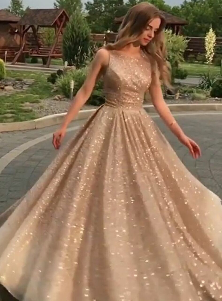 LTP0205,A-line Sequins Sleeveless Prom Dresses Fashion Long Evening Dresses