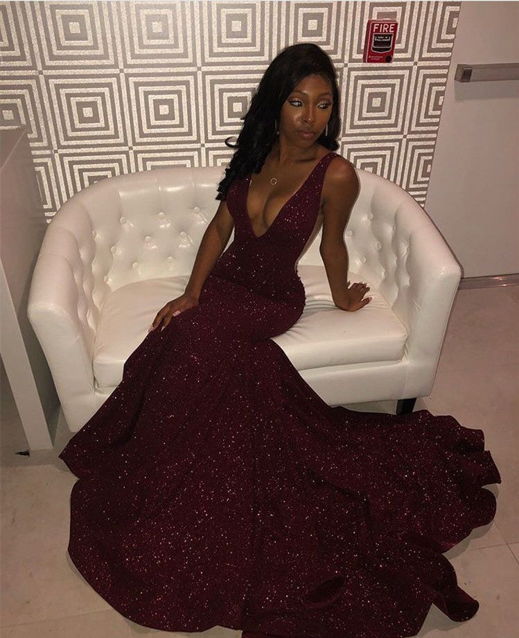 LTP1027,Sexy burgundy sequin v-neck prom dresses sexy evening dress lo Laylatailor Shop LTP1027,Sexy burgundy sequin v-neck prom dresses sexy evening dress lo Laylatailor Shop