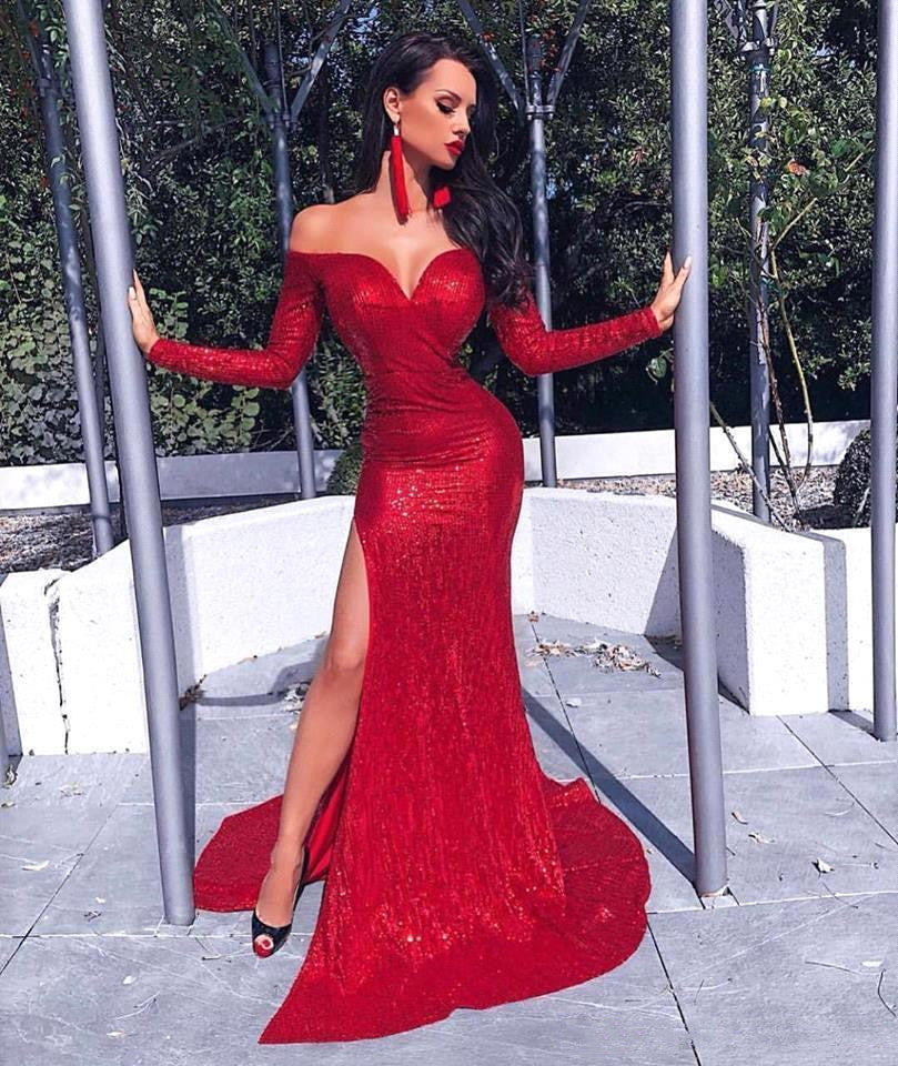 LTP0178,Off the shoulder long prom dress red sequin bodycon evening dr Laylatailor Shop LTP0178,Off the shoulder long prom dress red sequin bodycon evening dr Laylatailor Shop