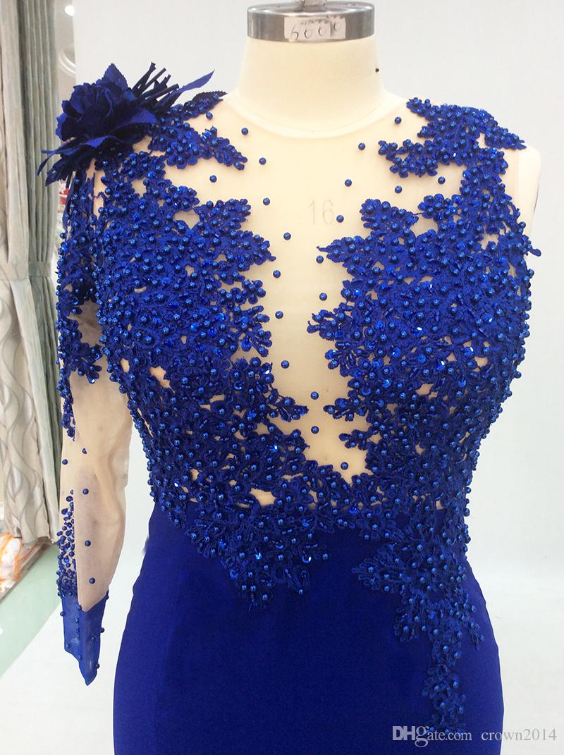 LTP0017,Royal blue one shoulder luxury beading prom dress,long evening dress mermaid party gown