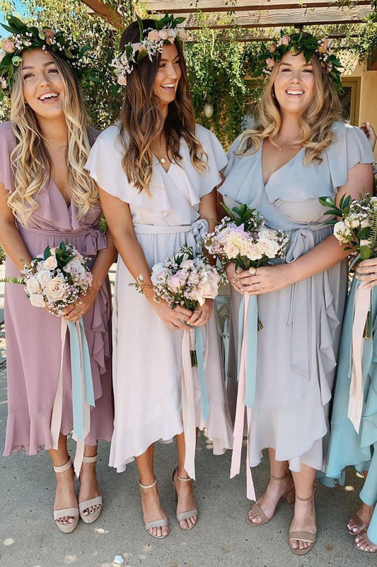 LTP1088,Chiffon bridesmaid dresses ruffle long bridesmaid dress