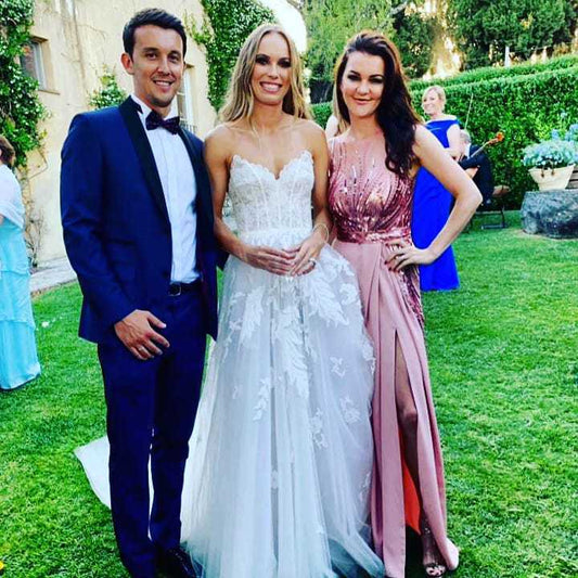 LTP0766,White Sleeveless Applique Tulle Prom Dresses A-line Formal Gown With Train