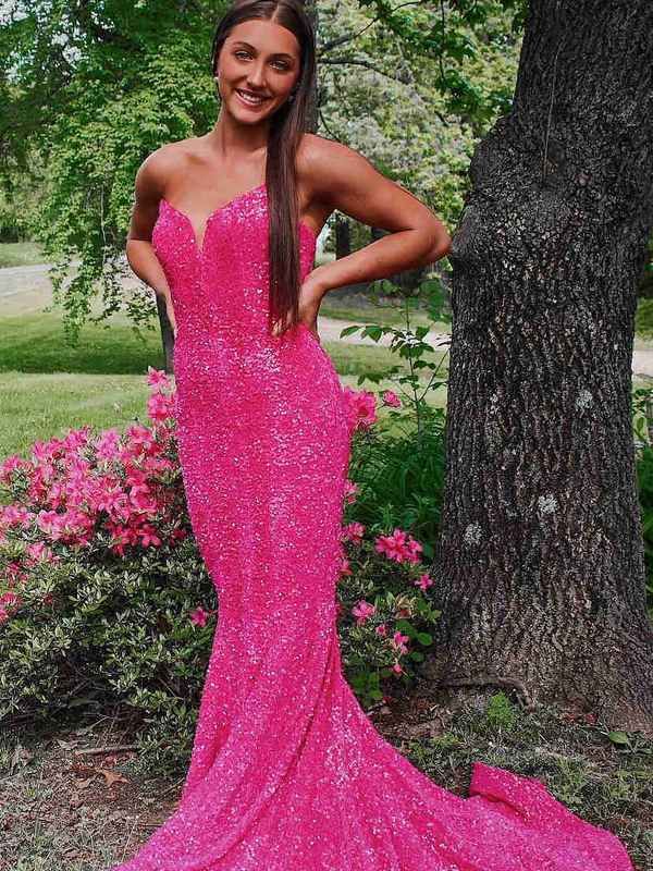 LTP1262,Sweetheart Sequins Mermaid Long Formal Dress, Sleeveless Bodycon Prom Evening Dresses