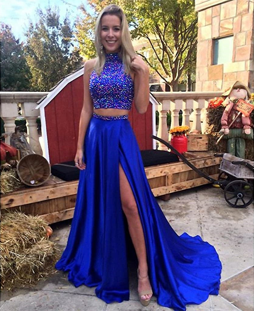 LTP0529,Popular two pieces beaded prom dresses with split