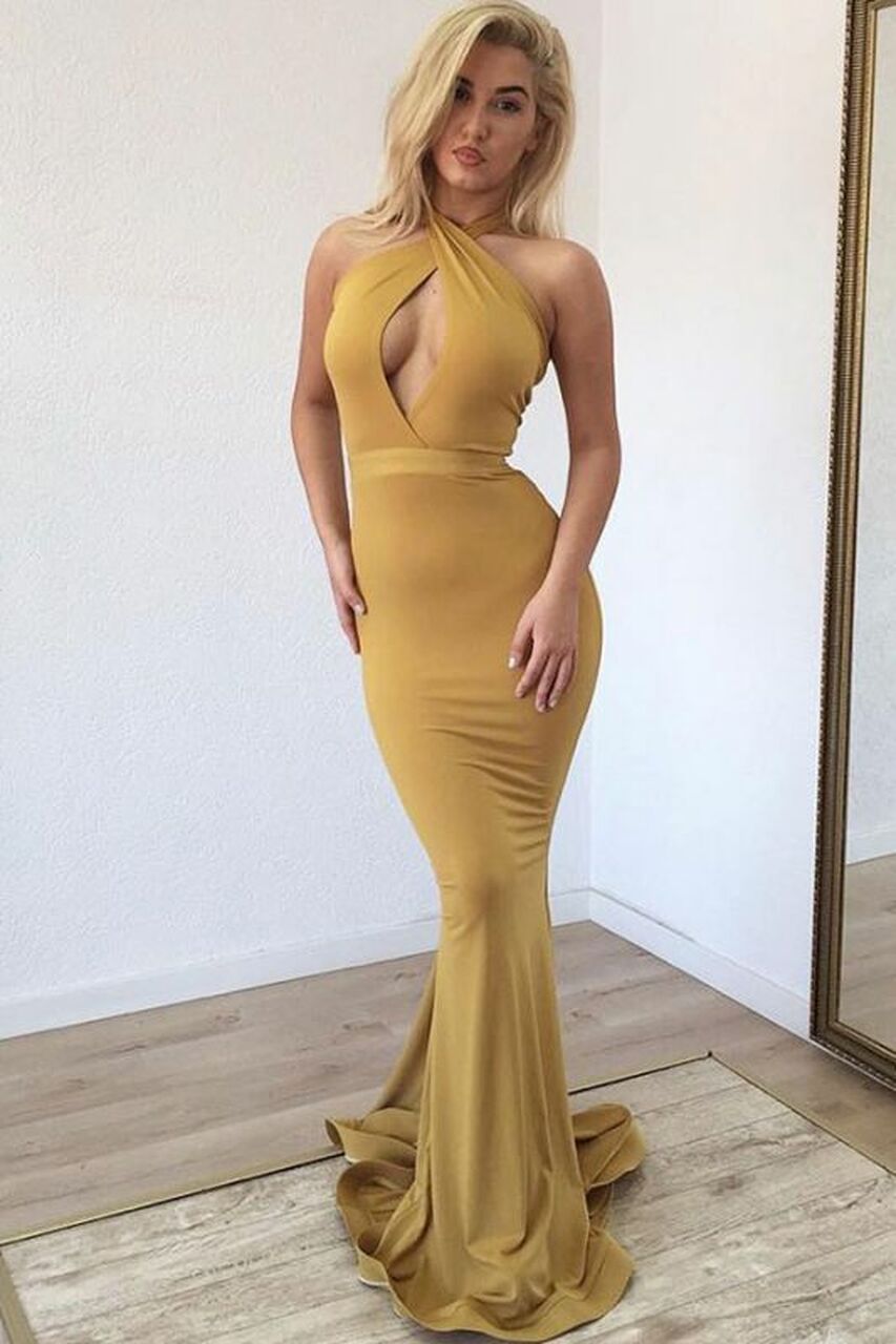 LTP0606,Sexy cross neck mermaid long prom evening dresses