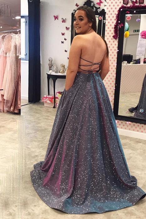 LTP0928,Sparkly Long Strapless Prom Dresses Backless Evening Party Dress