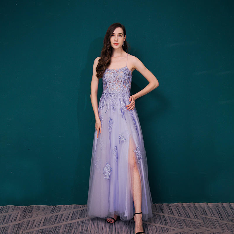 LTP0203,Chic lilac applique long prom dresses see through top tulle ev Laylatailor Shop LTP0203,Chic lilac applique long prom dresses see through top tulle ev Laylatailor Shop