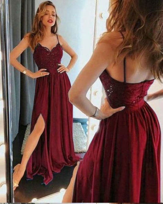 LTP0283,Elegant long prom dress spaghetti straps sheath lace evening dresses