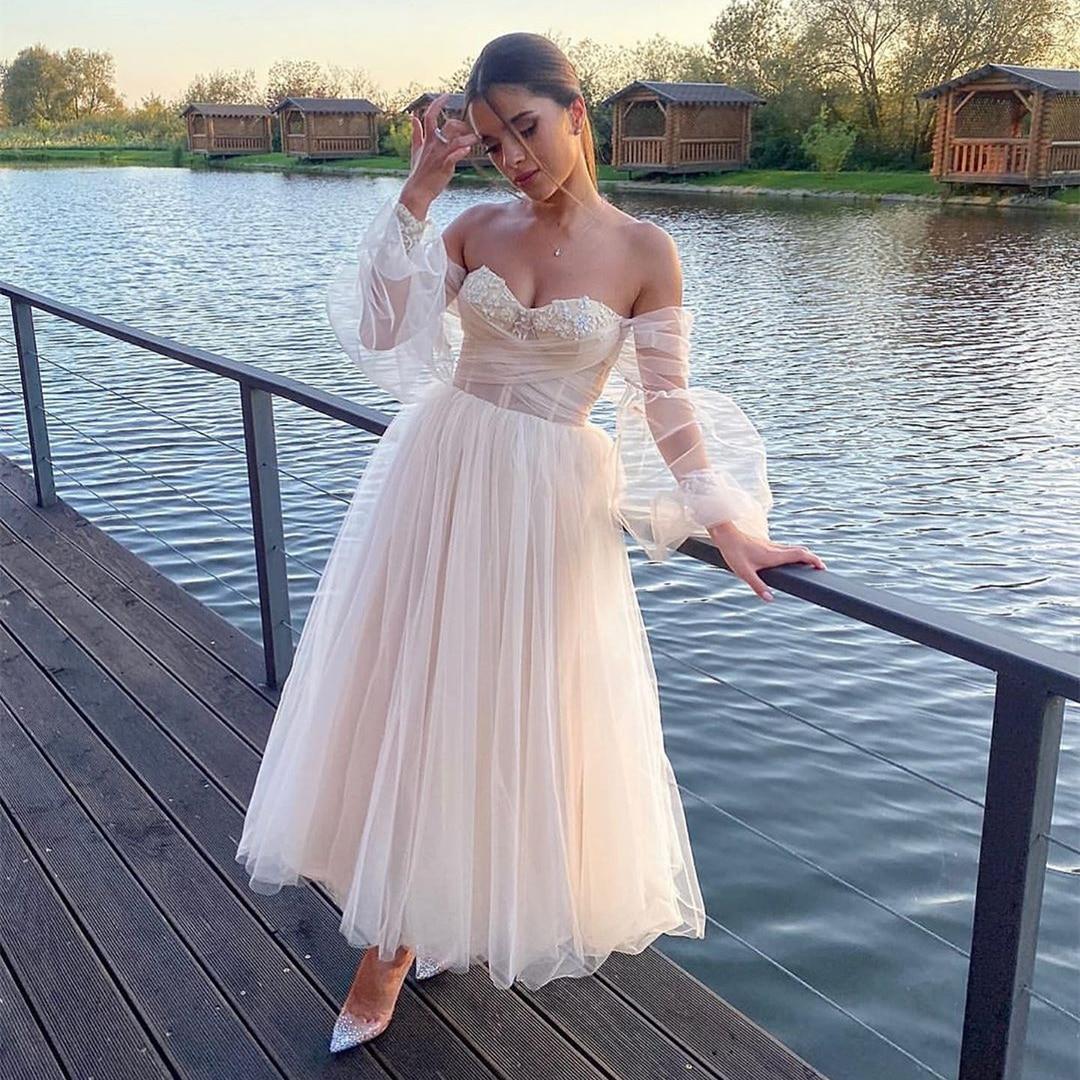 LTP1286,Light Champagne Tulle Wedding Gown,Elegant Vestido,Tulle Homec – Laylatailor Shop