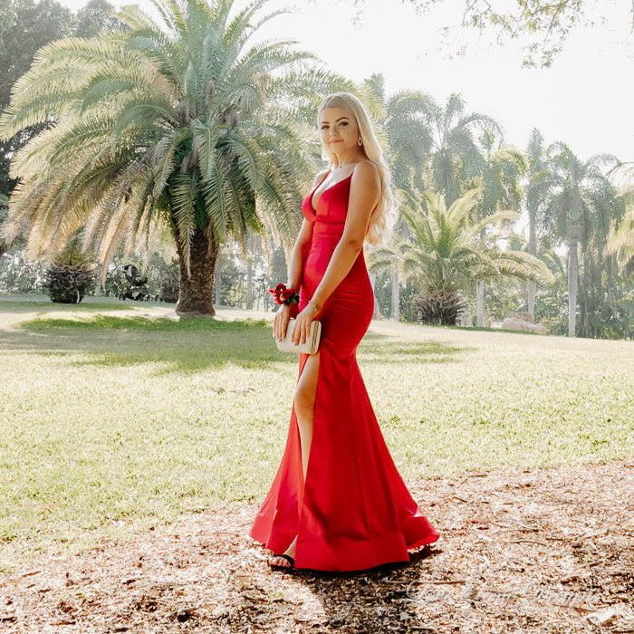 LTP0392,Red prom dress,spaghetti straps prom dresses,mermaid evening gown