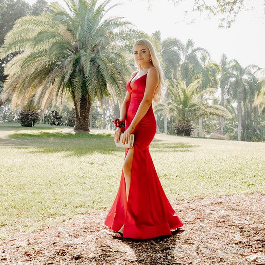 LTP0392,Red prom dress,spaghetti straps prom dresses,mermaid evening gown