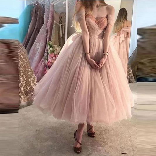 LTP1191,Princess off the shoulder homecoming dresses,puffy tulle evening formal gown