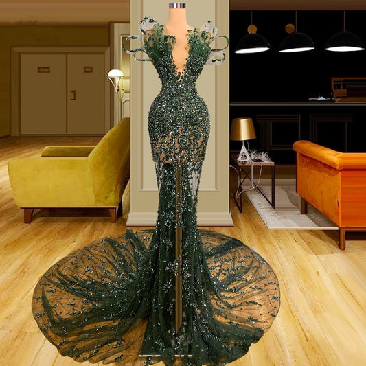 LTP1703,Luxury See Through Beaded Prom Dresses, Bodycon Sexy Prom Evening Dress