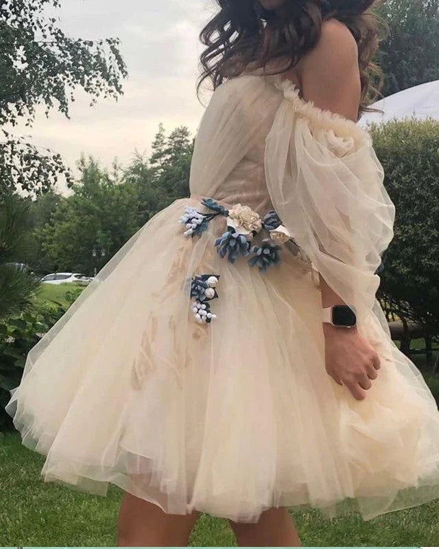 LTP1282,Off the shoulder tulle homecoming dresses,floral a-line prince Laylatailor Shop LTP1282,Off the shoulder tulle homecoming dresses,floral a-line prince Laylatailor Shop